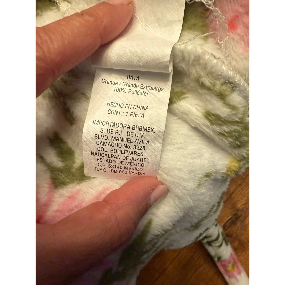 Wild Sage Sadie Hooded Bath Robe with a floral print flannel fleece Sz L/XL - Picture 9 of 10